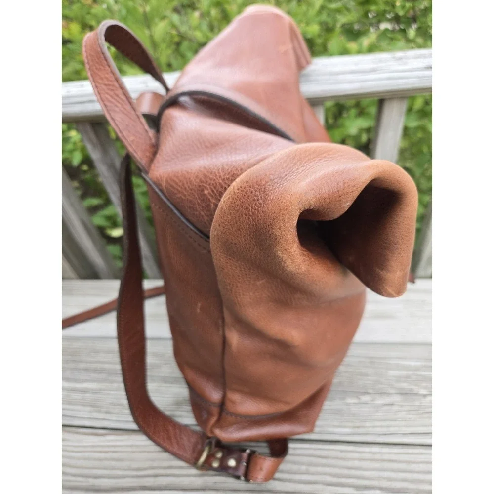 Portland Leather Goods Retired Roll Top Leather Backpack Nutmeg